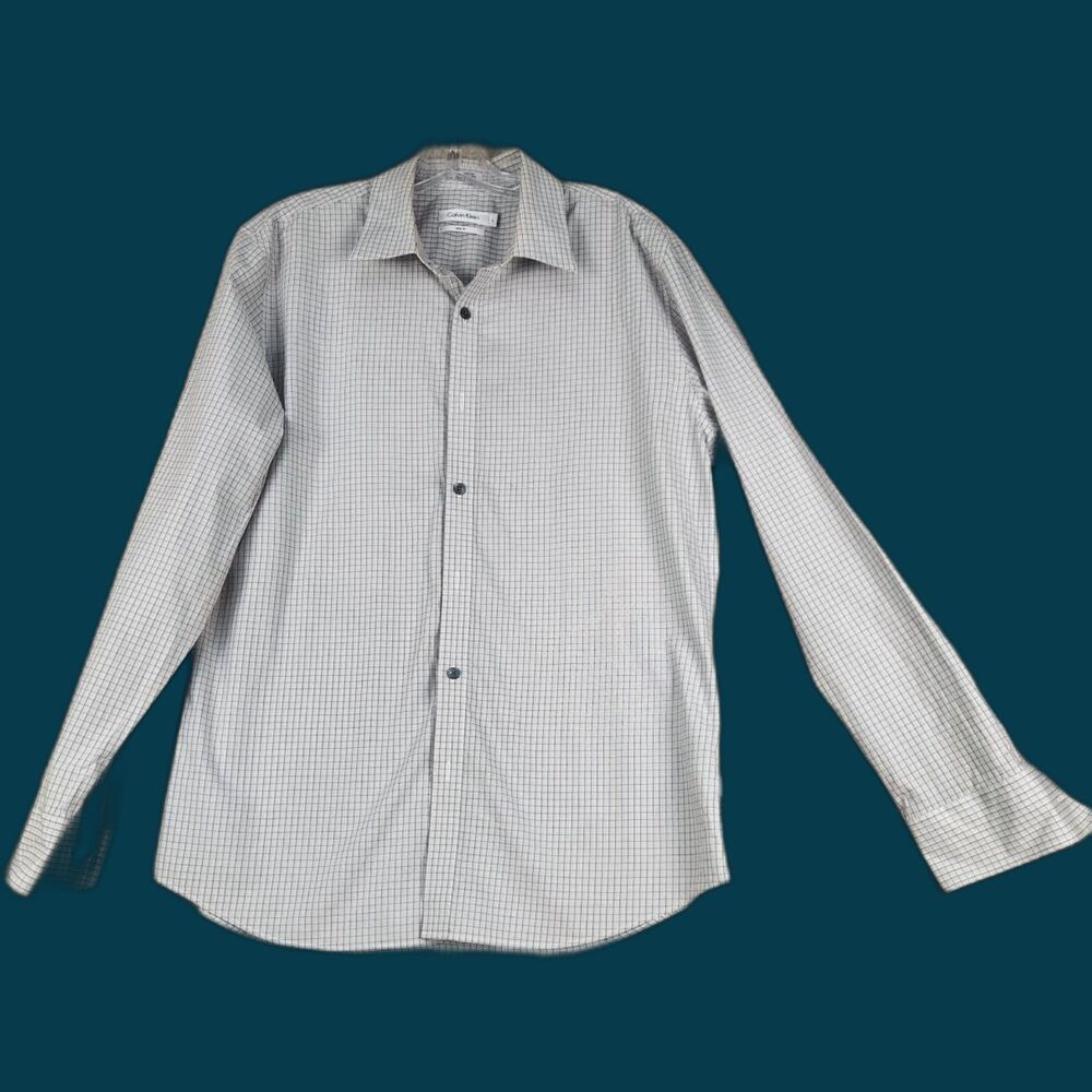 Calvin Klein Men's Gary & Black Mico-Check Shirt Size L Slim Fit